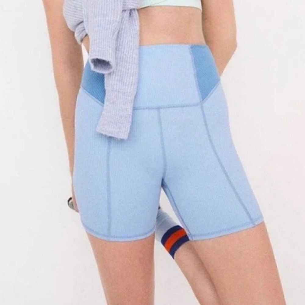 For Love & Lemons NWT size XXS Blue Dani Ribbed Biker Shorts